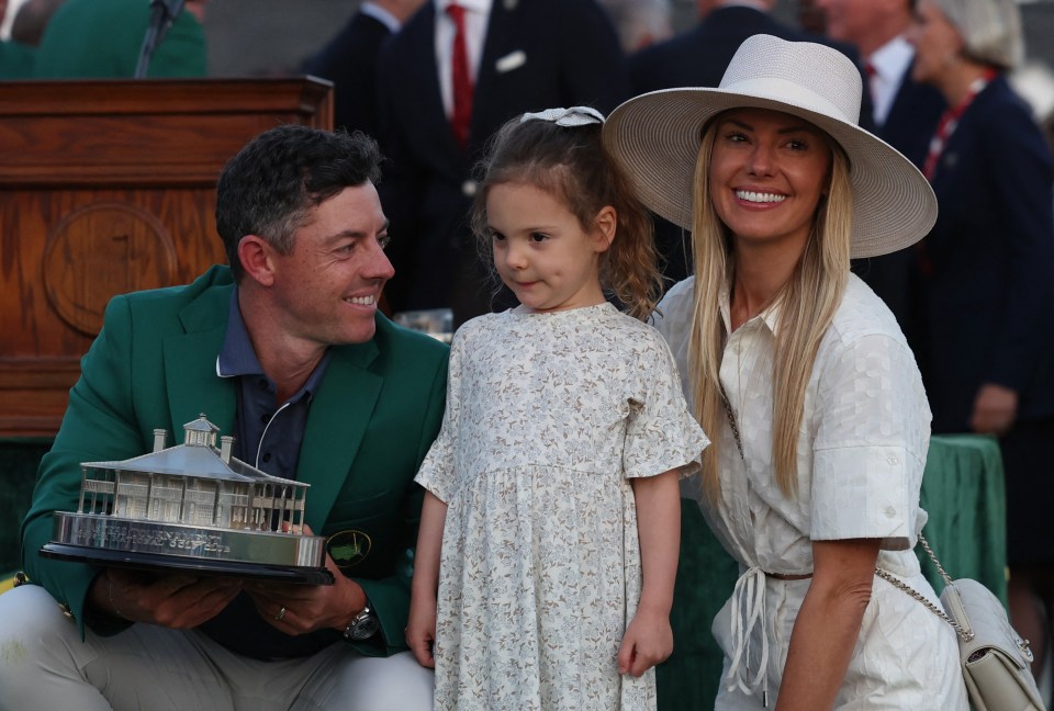 Rory McIlroy with his family celebrating his Masters Tournament win.