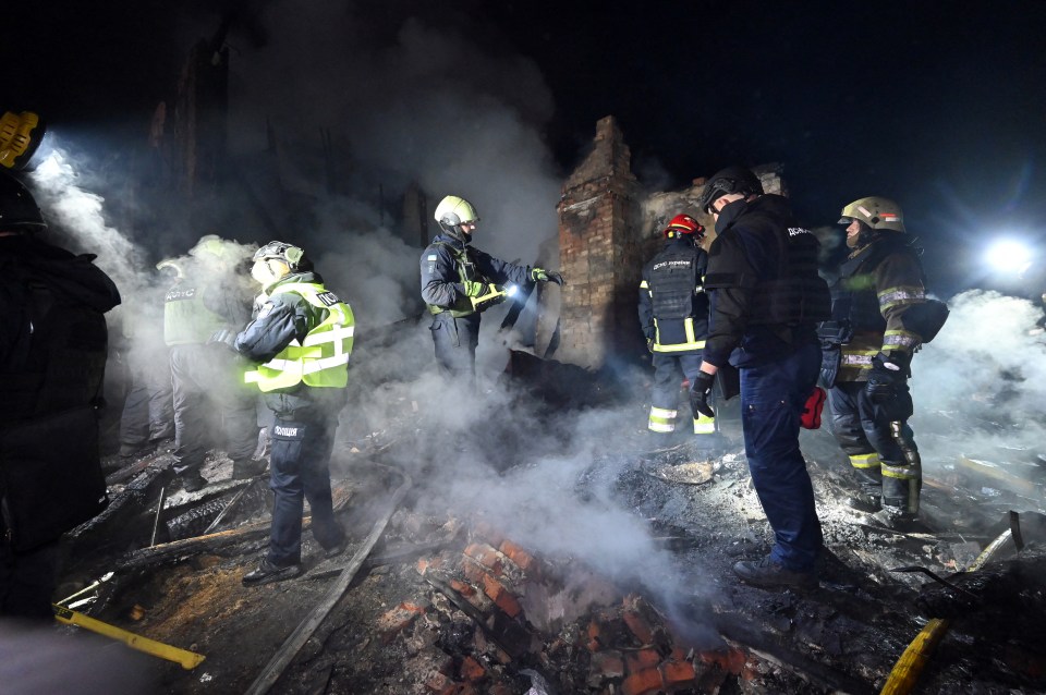 Emergency responders at the site of a building fire.