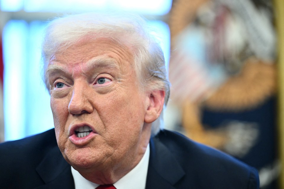 Close-up of Donald Trump speaking.