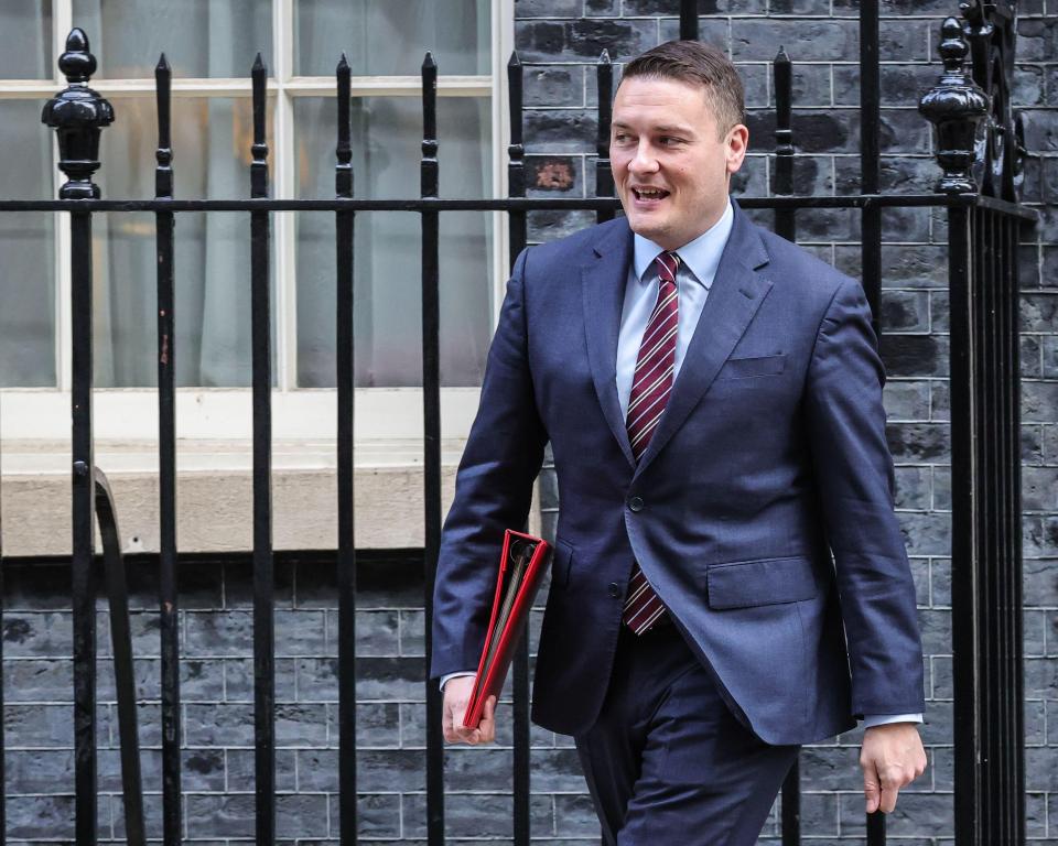 Wes Streeting, Health Secretary, walking near Downing Street.
