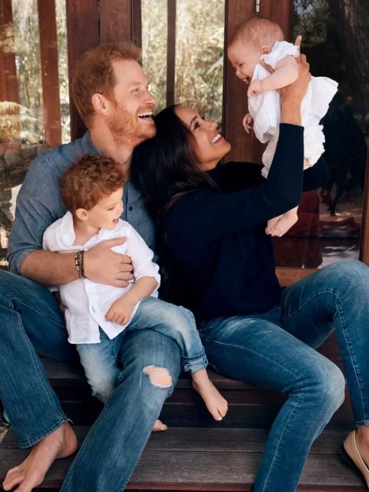 Photo of Prince Harry, Meghan Markle, Archie, and Lilibet.
