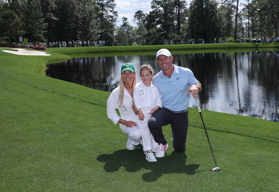 Rory McIlroy with his family at the Masters Tournament.