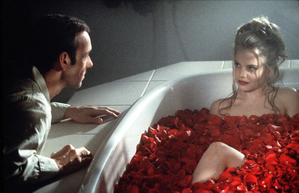 Still from American Beauty showing Kevin Spacey and Mena Suvari.
