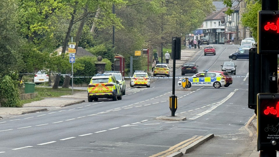 Police cars at a crime scene.