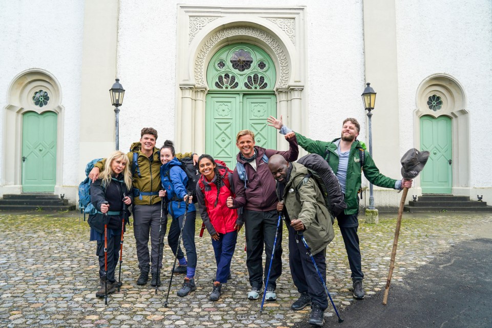 TITLE:Pilgrimage: The Road Through the Alps,EP NUMBER:3,TX DATE:22-04-2025,TX WEEK:16,EMBARGOED UNTIL:15-04-2025 00:01,PEOPLE:Helen Lederer, Harry Clark, Stef Reid, Nelufar Hedayat, Jeff Brazier, Daliso Chaponda, Jay McGuiness,DESCRIPTION:Endingen, Switzerland ,COPYRIGHT:CTVC,CREDIT LINE:BBC/CTVC
