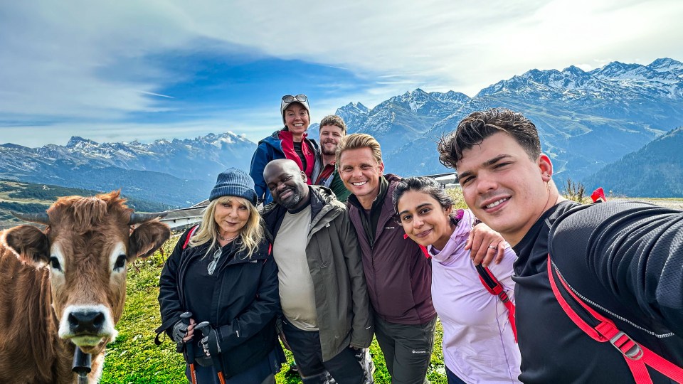 TITLE:Pilgrimage: The Road Through the Alps,EP NUMBER:KEY ART,TX DATE:20-04-2025,TX WEEK:16,EMBARGOED UNTIL:,PEOPLE:Helen Lederer, Daliso Chaponda, Stef Reid, Jay McGuiness, Jeff Brazier, Nelufar Hedayat, Harry Clark,DESCRIPTION:,COPYRIGHT:CTVC,CREDIT LINE:BBC/CTVC