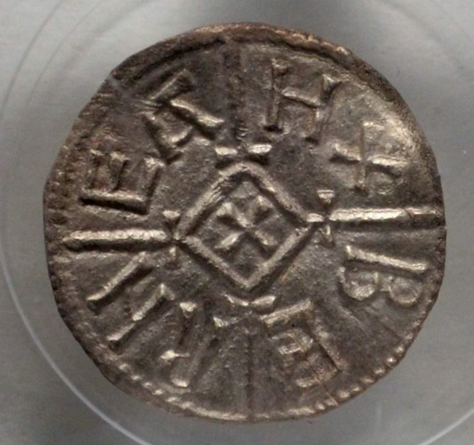 Close-up of a Viking-era coin.