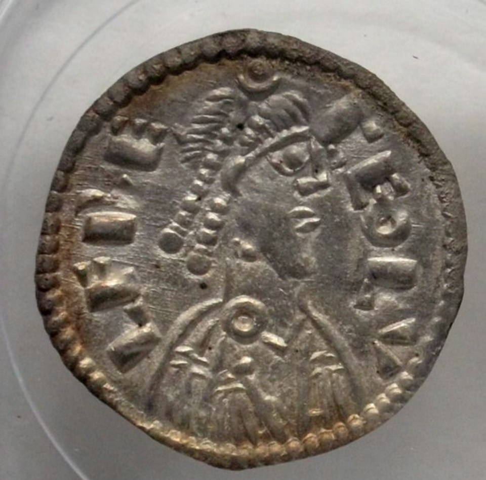 Close-up of a Viking-era coin.