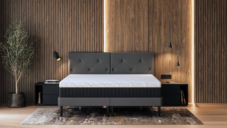 Emma Hybrid Airgrid mattress on a bed frame.