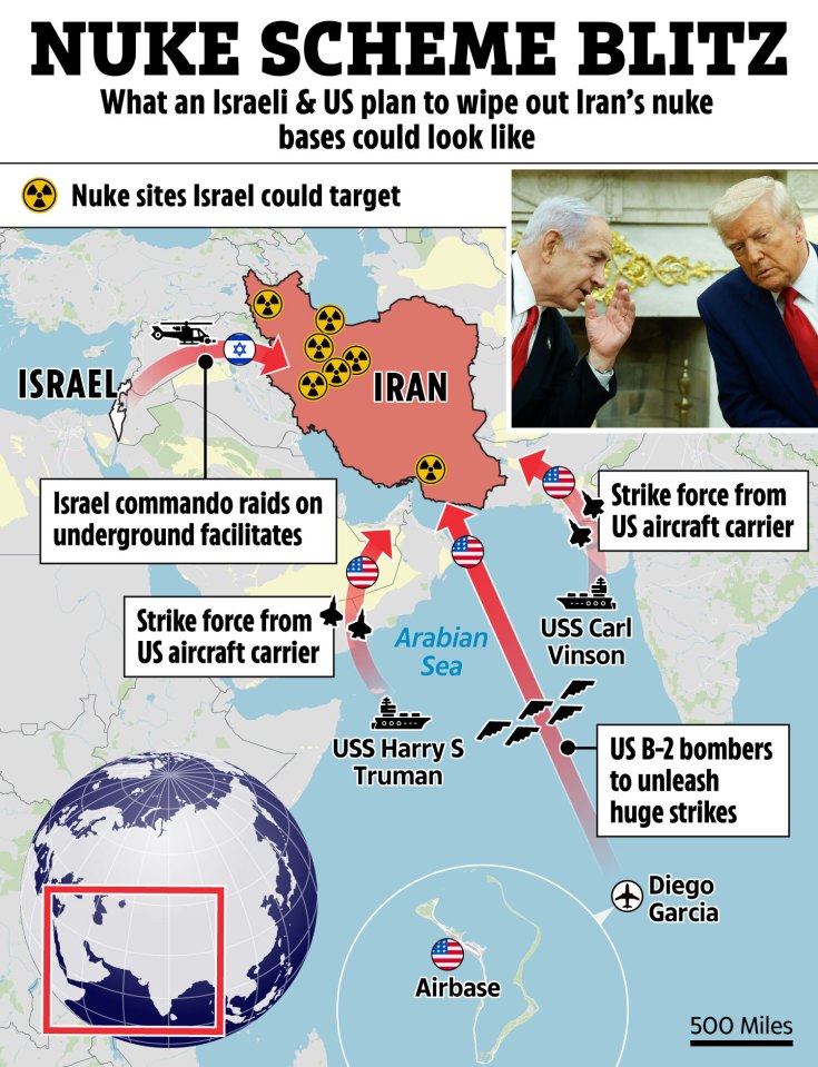 Illustration of a plan to attack Iranian nuclear sites.