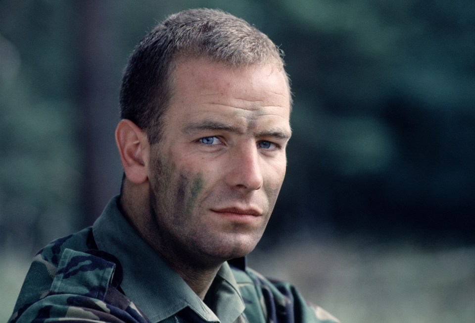 Robson Green in camouflage uniform from the TV series *Soldier Soldier*.