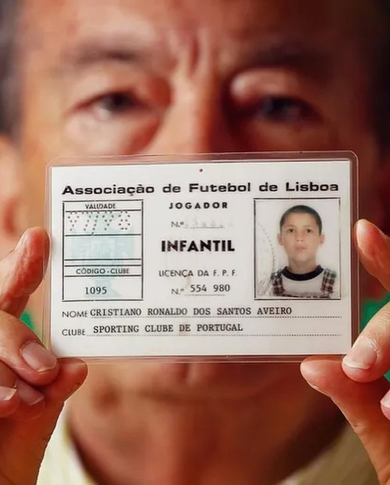 Cristiano Ronaldo's childhood soccer player ID card.