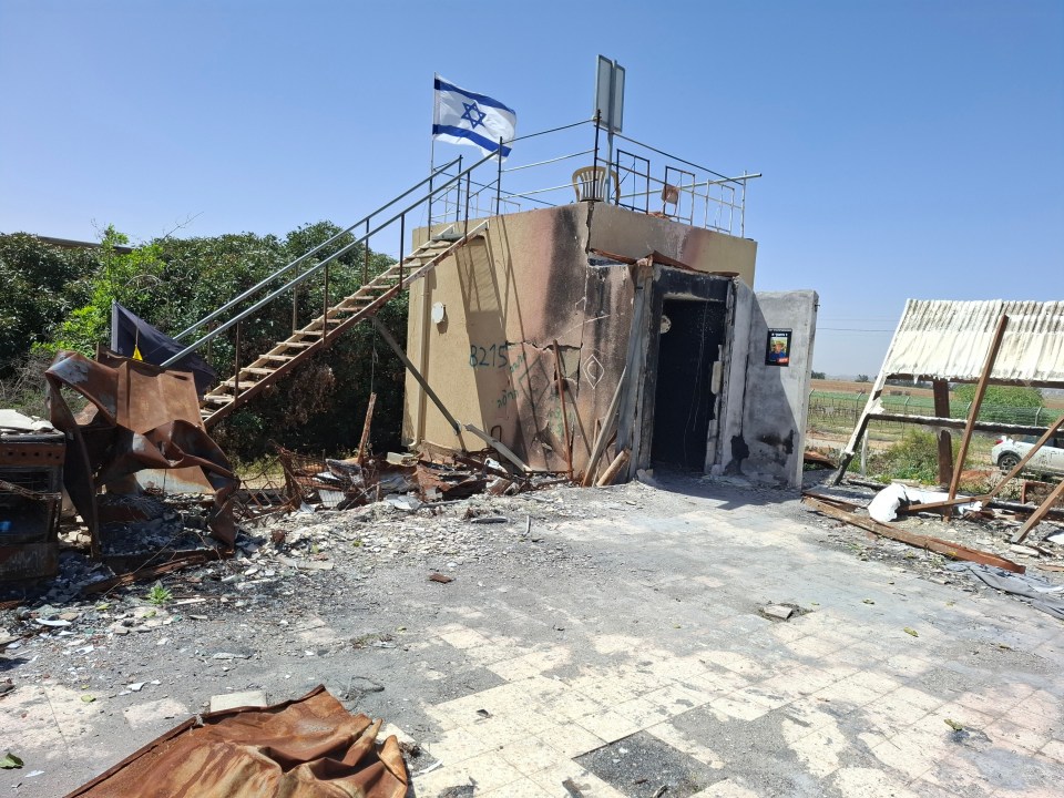 Destroyed building in Kibbutz Nir Oz, Israel.