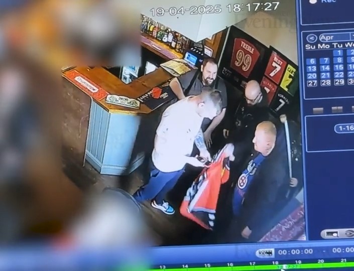 CCTV footage of neo-Nazis meeting in a pub.