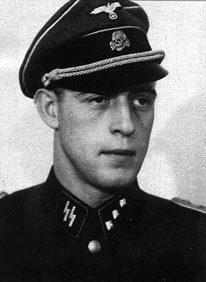 Black and white photo of Otto Günsche in SS uniform.
