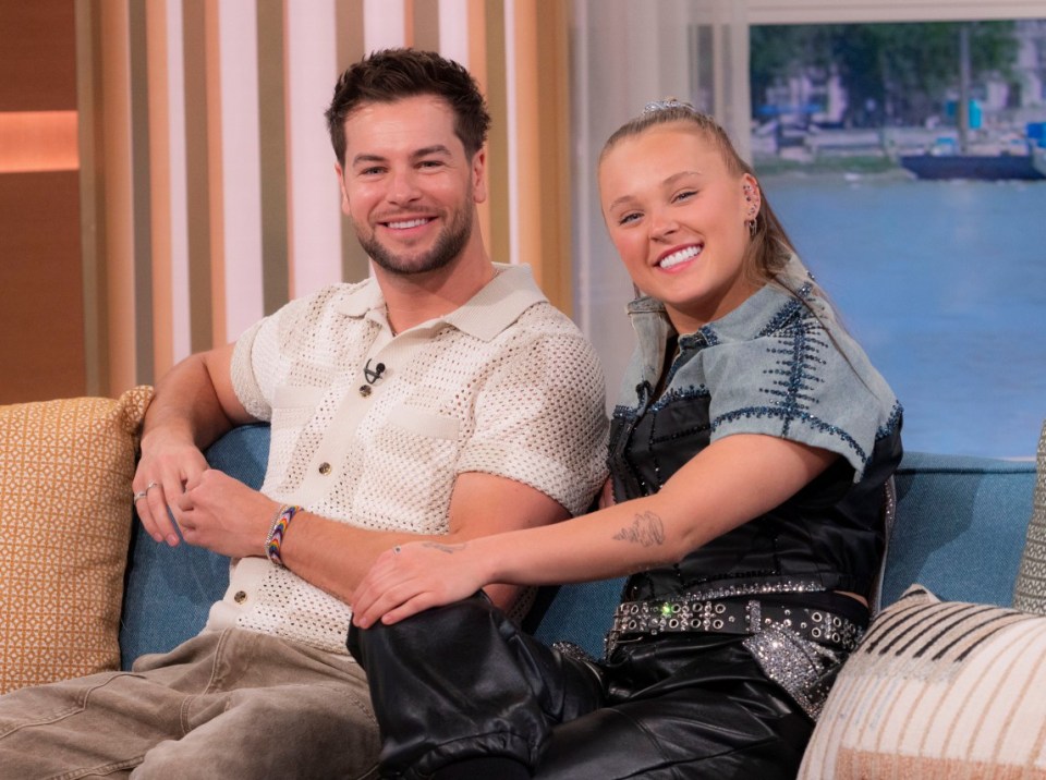 Editorial use only Mandatory Credit: Photo by Ken McKay/ITV/REX/Shutterstock (15273573l) Chris Hughes, JoJo Siwa 'This Morning' TV show, London, UK - 28 Apr 2025