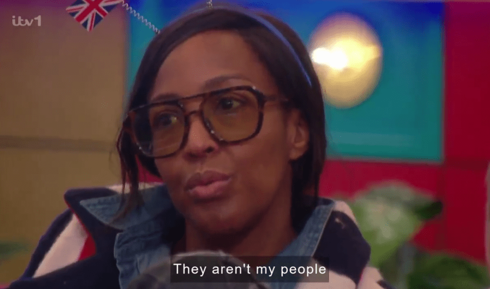 Screenshot of a woman saying, "They aren't my people."