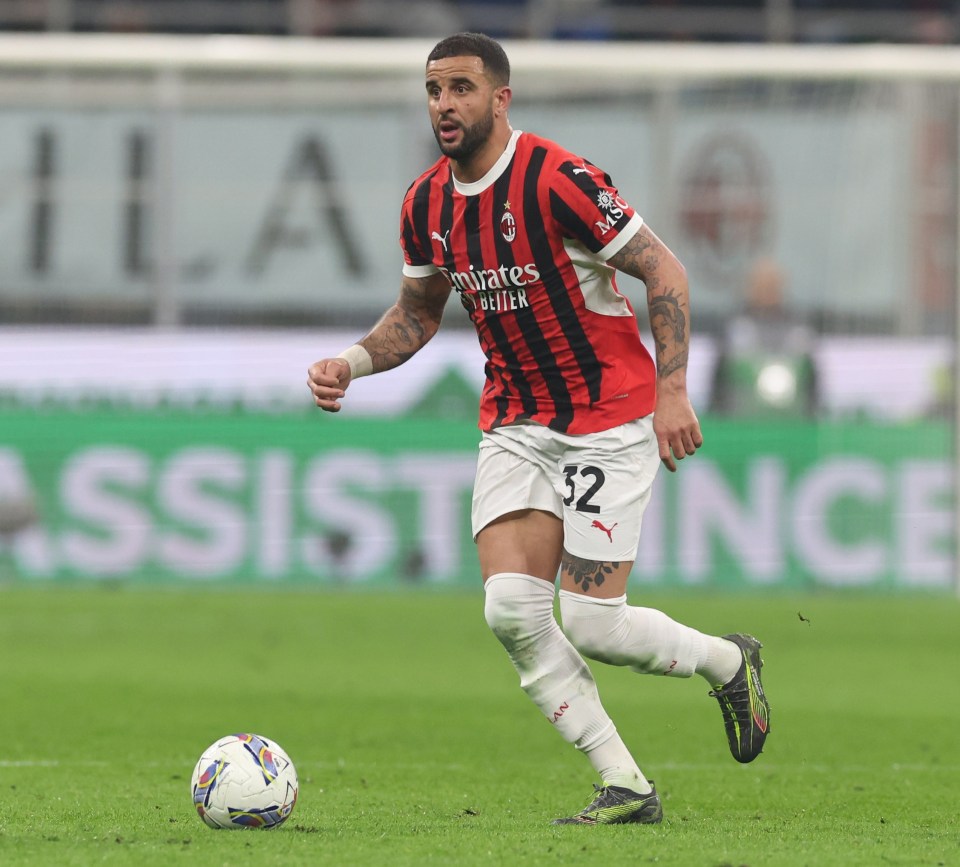 Kyle Walker of AC Milan during a Serie A match.