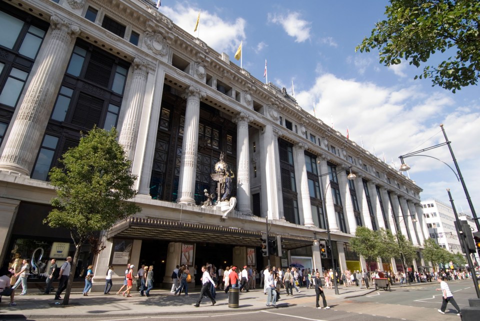 Selfridges department store on Oxford Street, London.