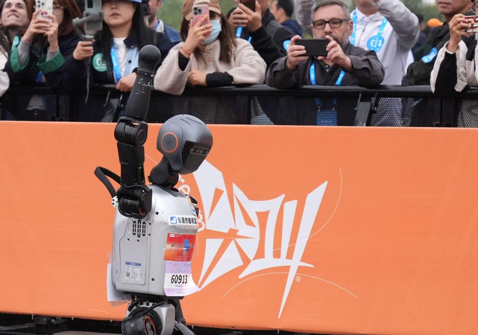 Robot participating in a marathon.