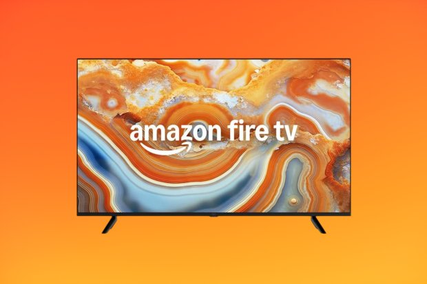 Amazon Fire TV on a screen displaying an abstract swirling pattern.