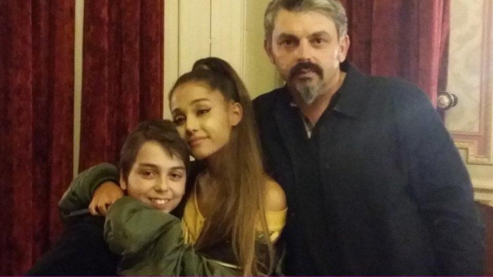 Ariana Grande with Andrew and Xander Roussos.
