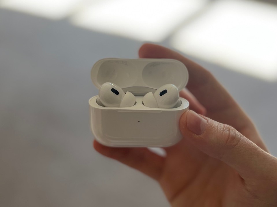 Apple AirPods Pro 2 in their charging case.