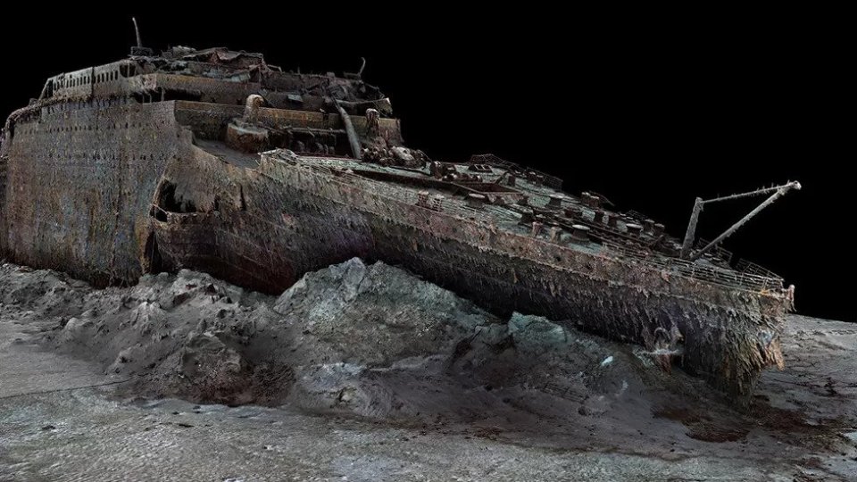 3D scan of the Titanic shipwreck.