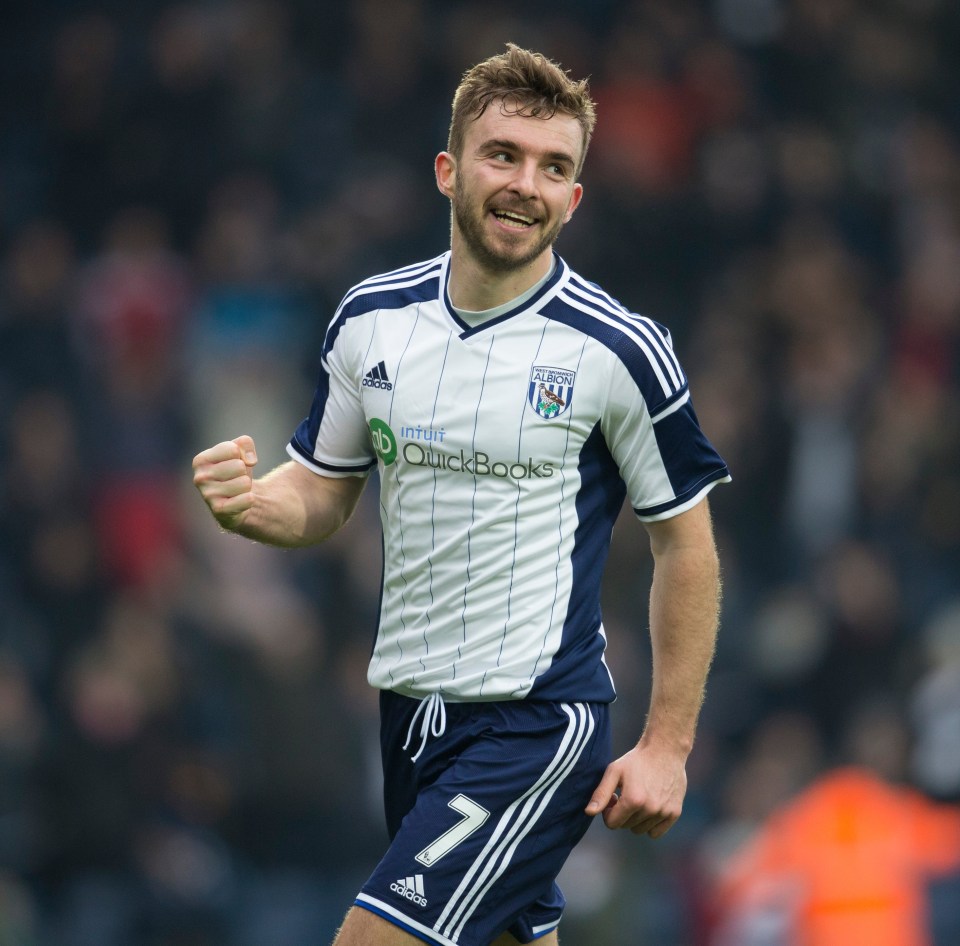 James Morrison of West Bromwich Albion celebrating a goal.