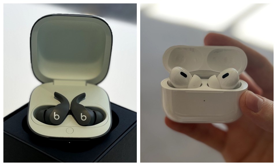 Beats earbuds and AirPods in their cases.
