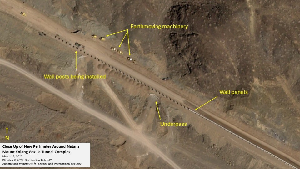 Aerial view of new perimeter wall construction around the Natanz nuclear facility.