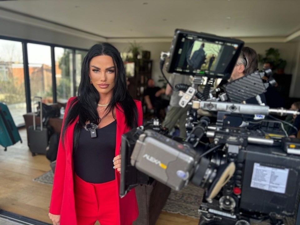 Katie Price on the set of a film production.
