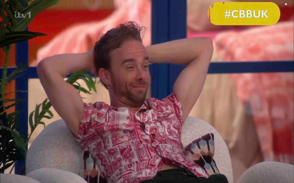 Jack P. Shepherd relaxing in a chair on Celebrity Big Brother.