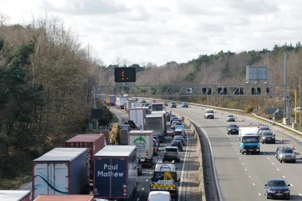 Traffic jam on a highway.