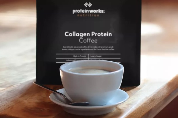 Cup of collagen protein coffee.