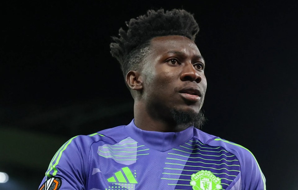 Andre Onana of Manchester United during a soccer match.