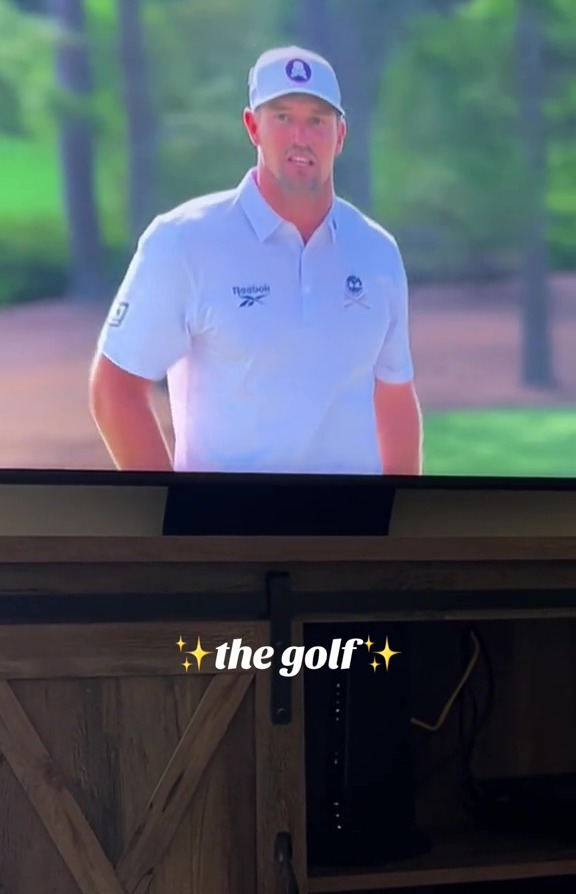Bryson DeChambeau on TV during a golf tournament.