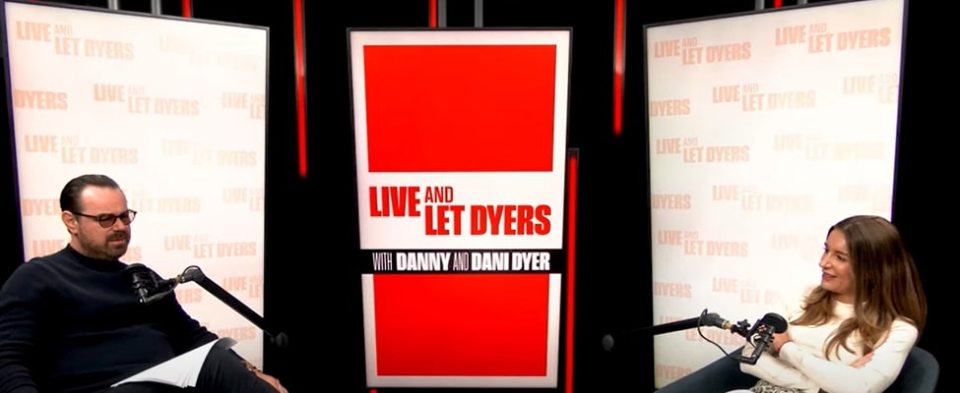 Dani and Danny Dyer on their podcast, "Live and Let Dyers."