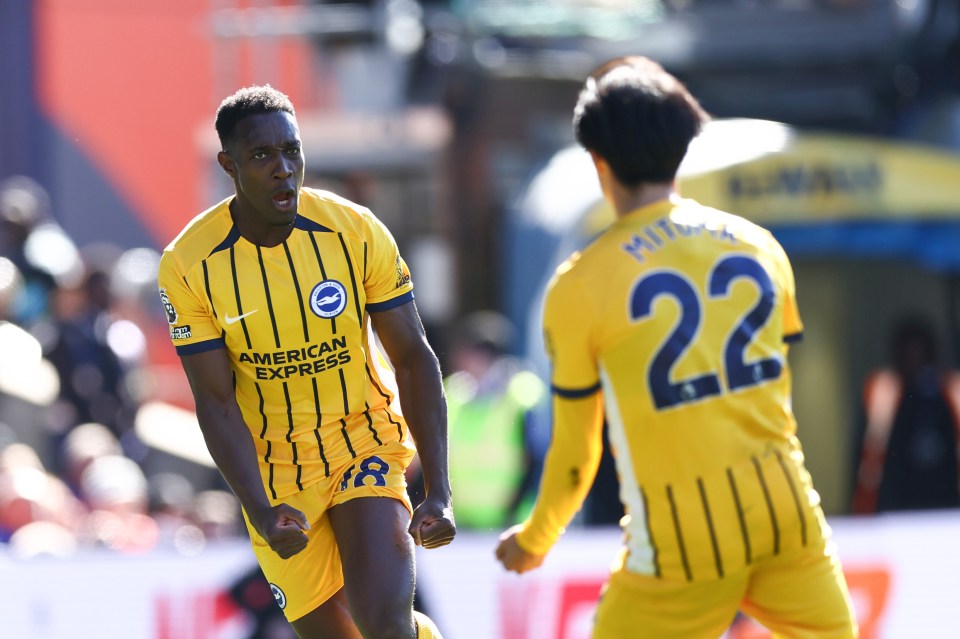 Danny Welbeck of Brighton & Hove Albion celebrates a goal.