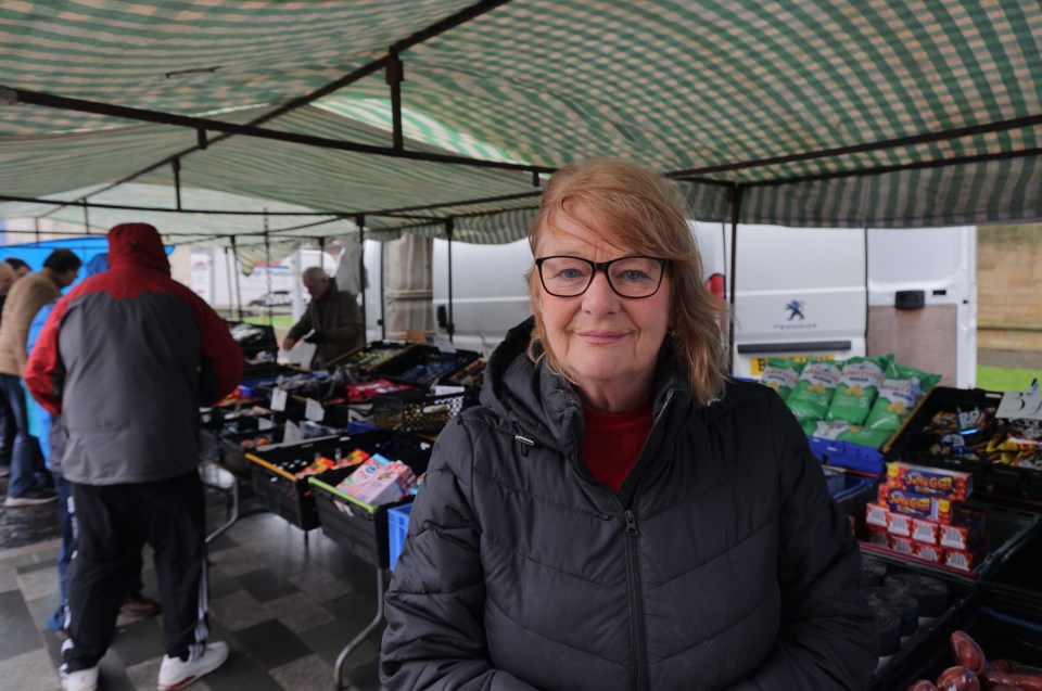 Portrait of Susan Curn, a market worker in Blyth, Northumberland.