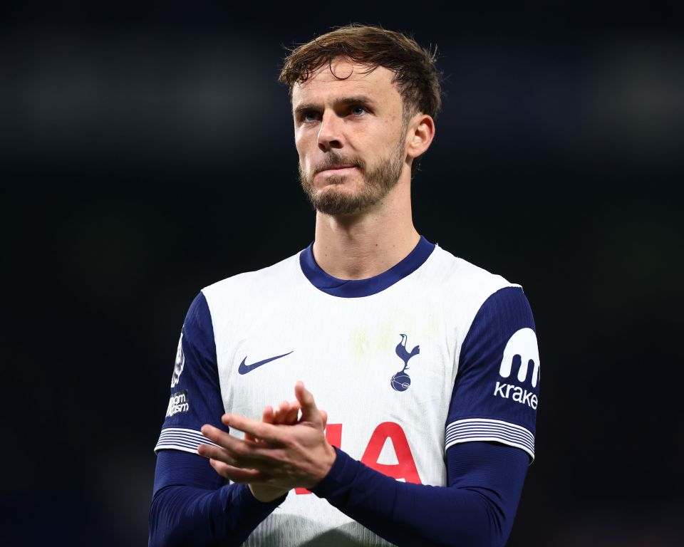 James Maddison of Tottenham Hotspur applauding.