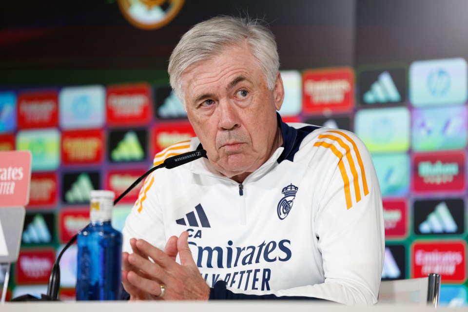 Carlo Ancelotti at a press conference.