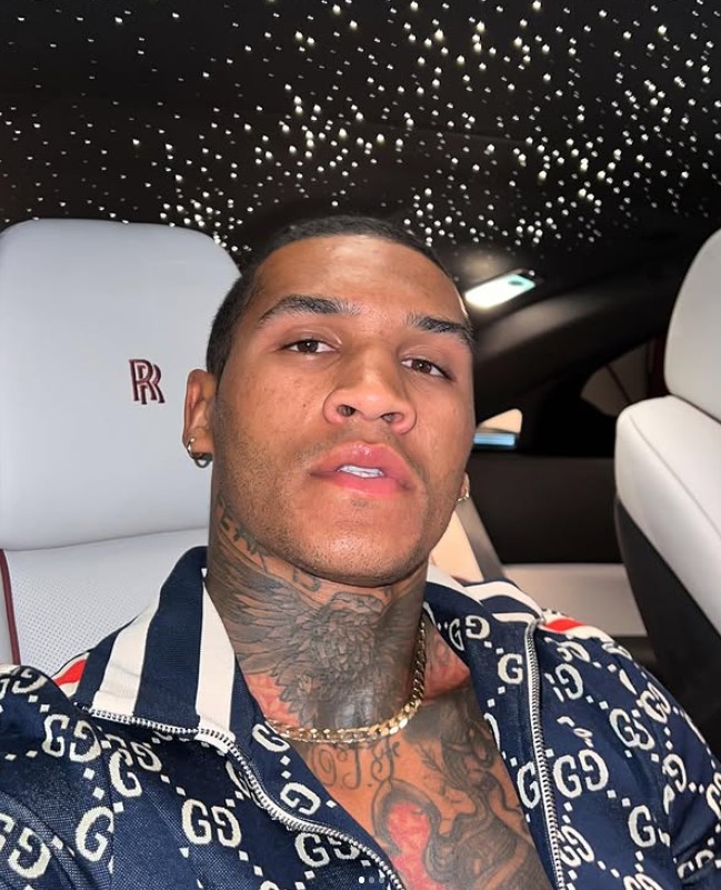Conor Benn in a car.