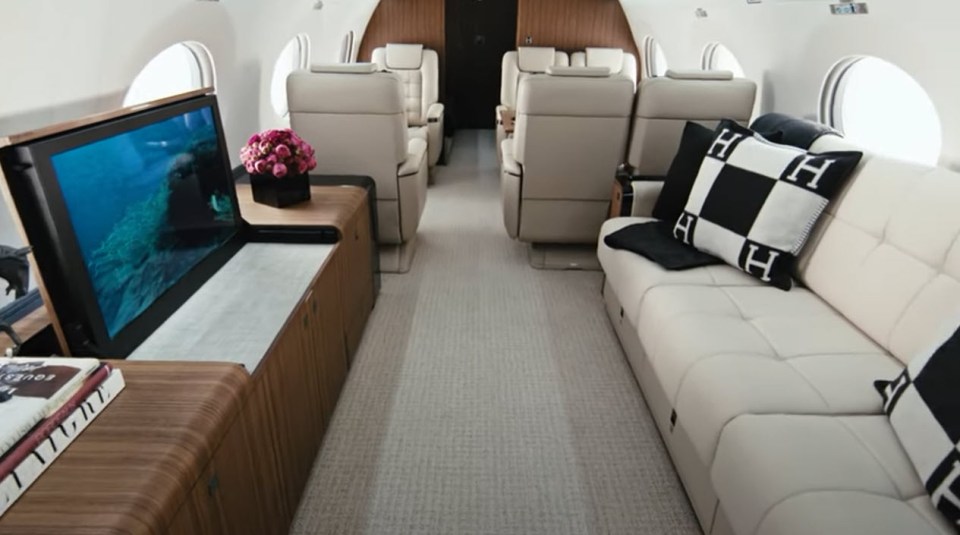 Interior of Elon Musk's private jet.