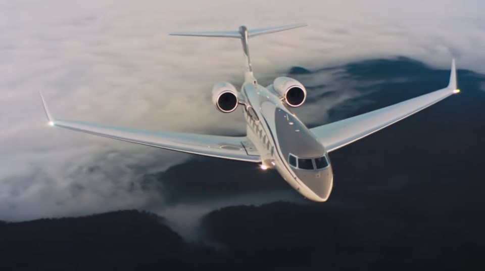 Elon Musk's $70 million private jet in flight.