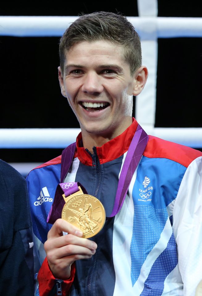 Luke Campbell holding his gold medal at the 2012 London Olympics.