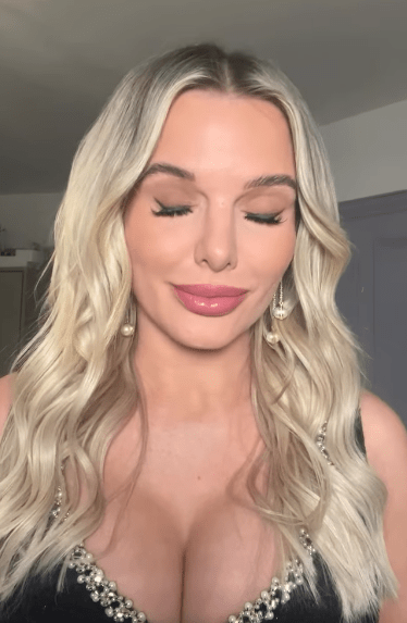Helen Flanagan with eyes closed.