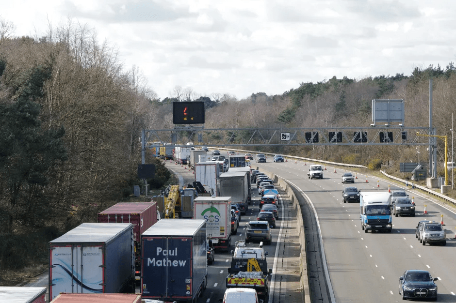 Traffic jam on a highway.