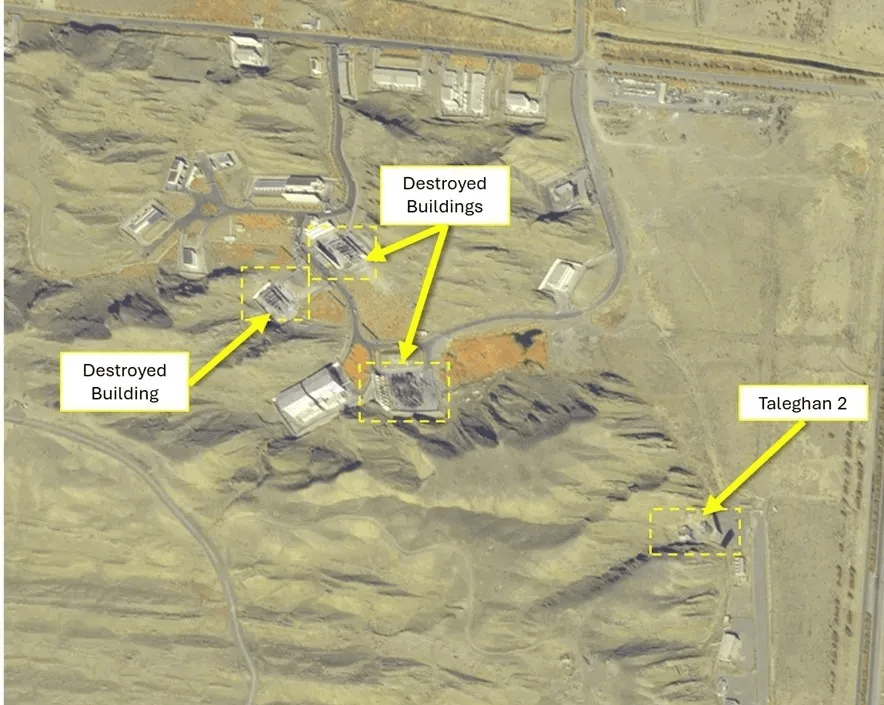 Aerial view of destroyed buildings at Taleghan 2.