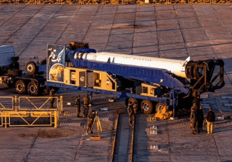 A missile on a transporter-erector-launcher.